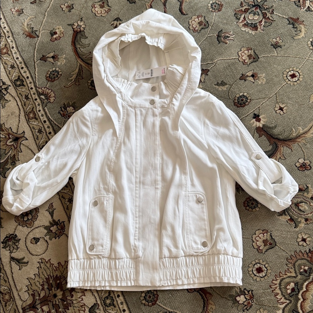 White house black market WomenWhite  with Hood jacket size xs - Picture 3 of 13